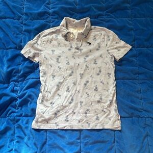 Boys Light blue Palm-Print Polo Shirt